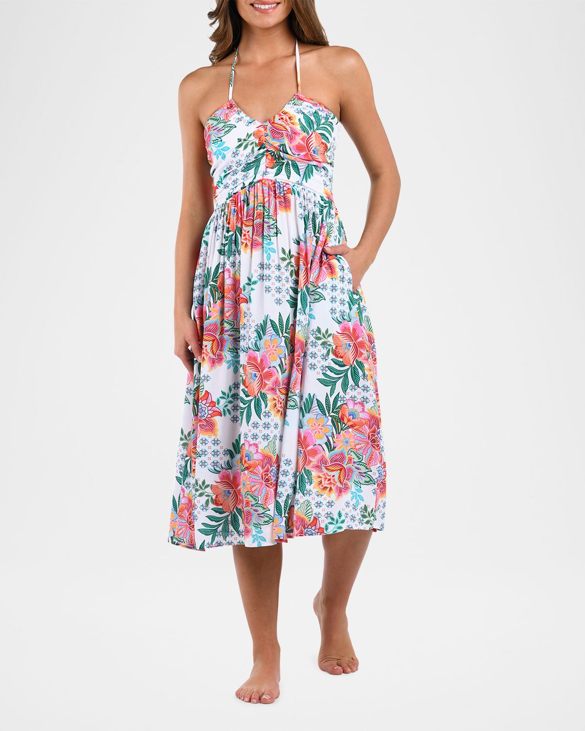 La Blanca Riviera Halter Mid-Calf Sun Dress Coverup | Thumbnail 2