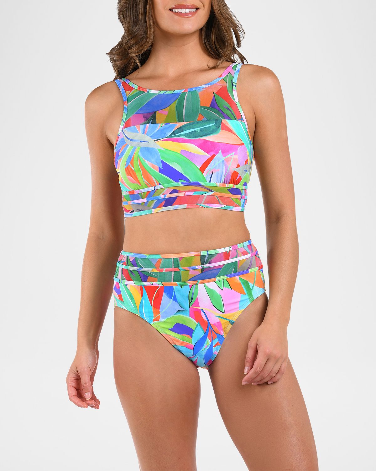 La Blanca Tropi-Flage High-Neck Midline Bikini Top | Thumbnail 2 La Blanca Tropi-Flage High-Neck Midline Bikini Top | Thumbnail 2