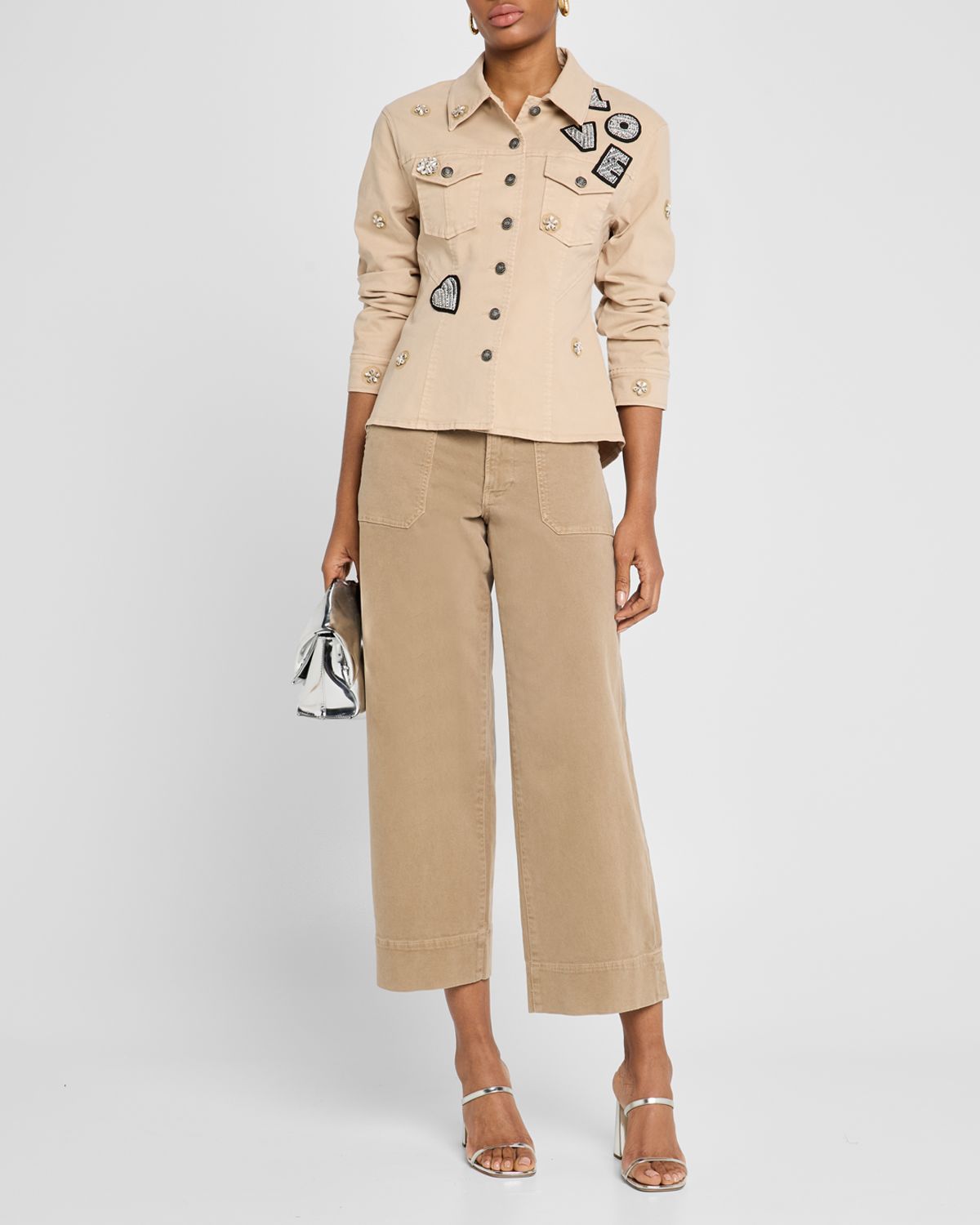 Cinq a Sept Canyon Embellished Scrunched Denim Jacket