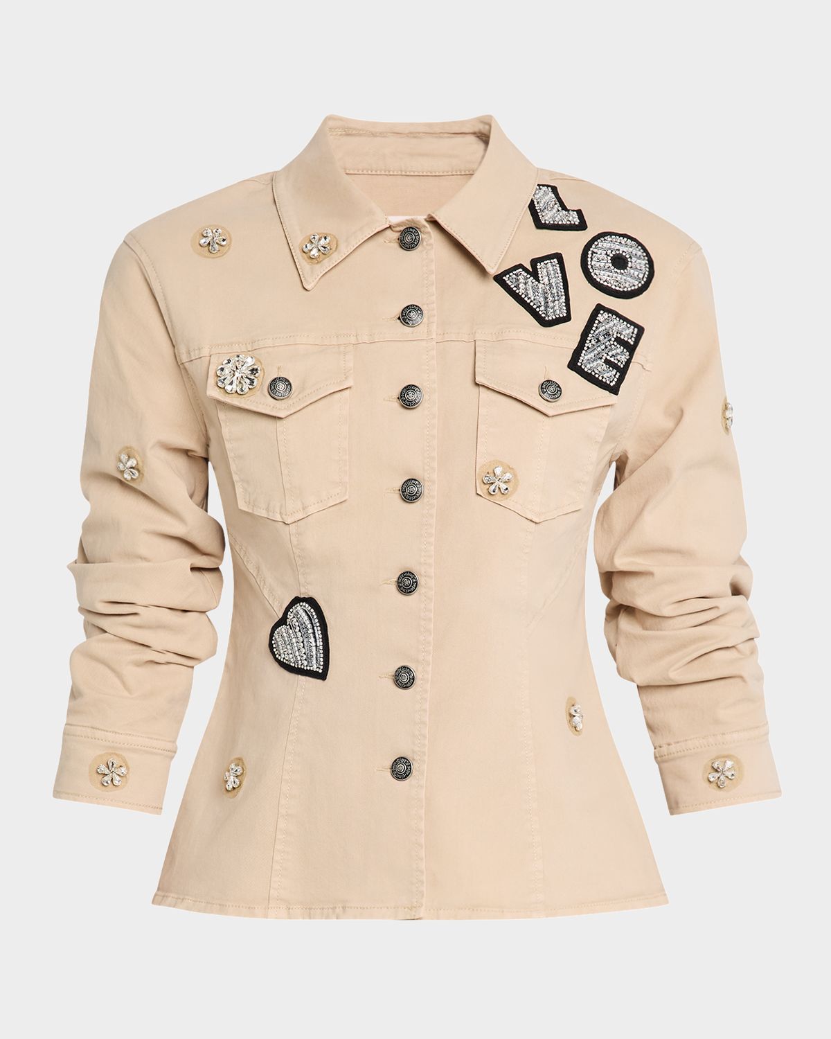 Cinq a Sept Canyon Embellished Scrunched Denim Jacket