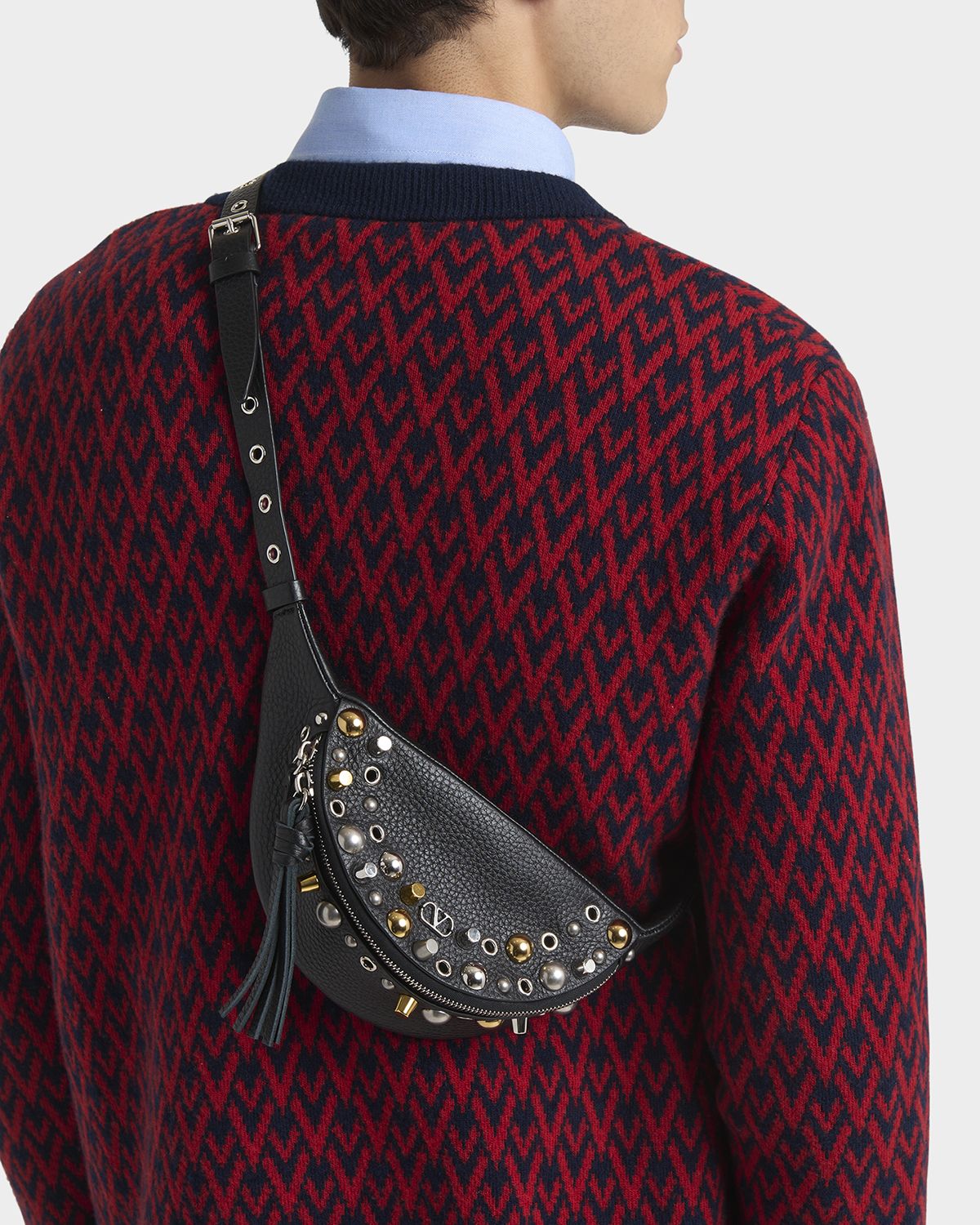 Valentino Garavani Men 's Nellcote Studded Leather Belt Bag