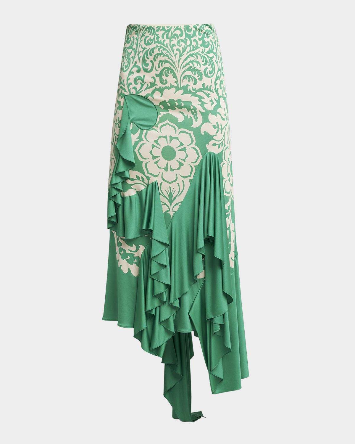 Etro Printed Draped Ruffle Maxi Skirt