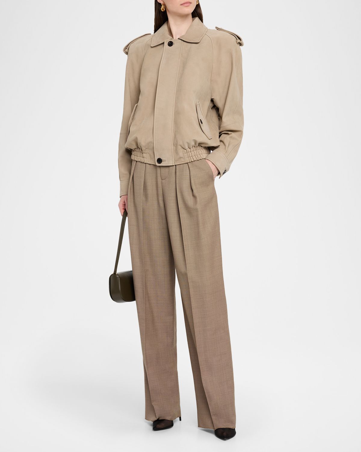 Saint Laurent Oversized Suede Moto Jacket