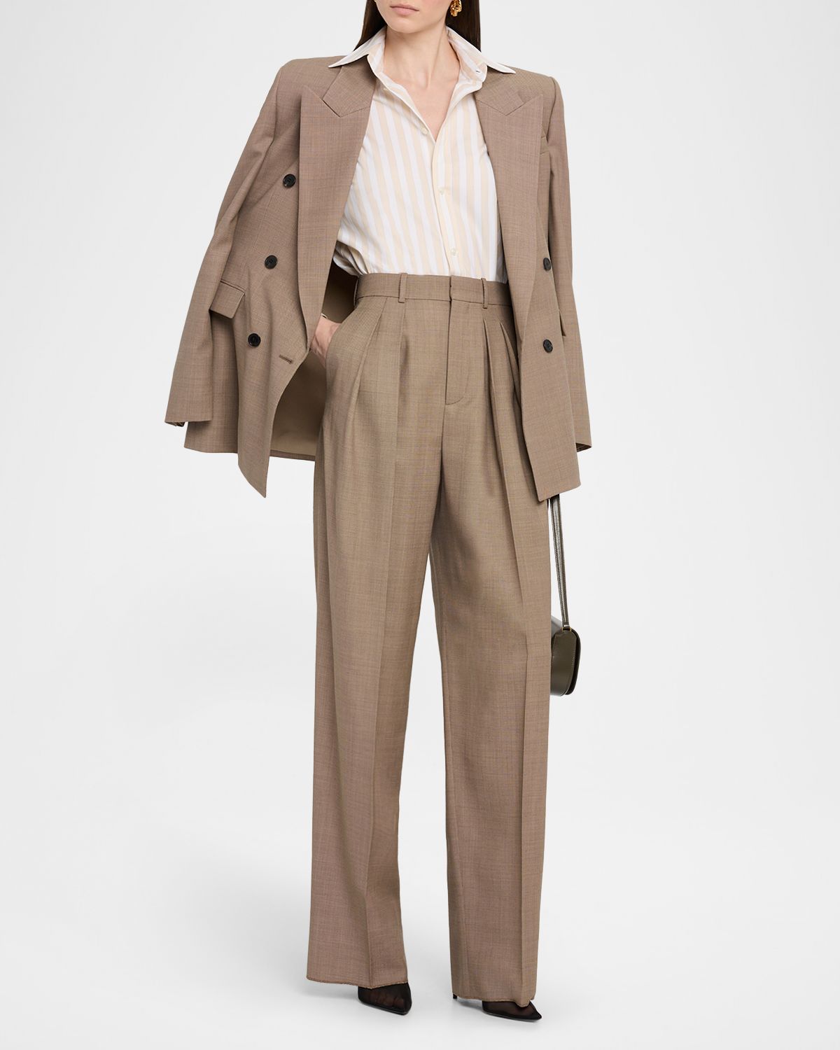 Saint Laurent Long-Sleeve Stripe Button-Down Blouse