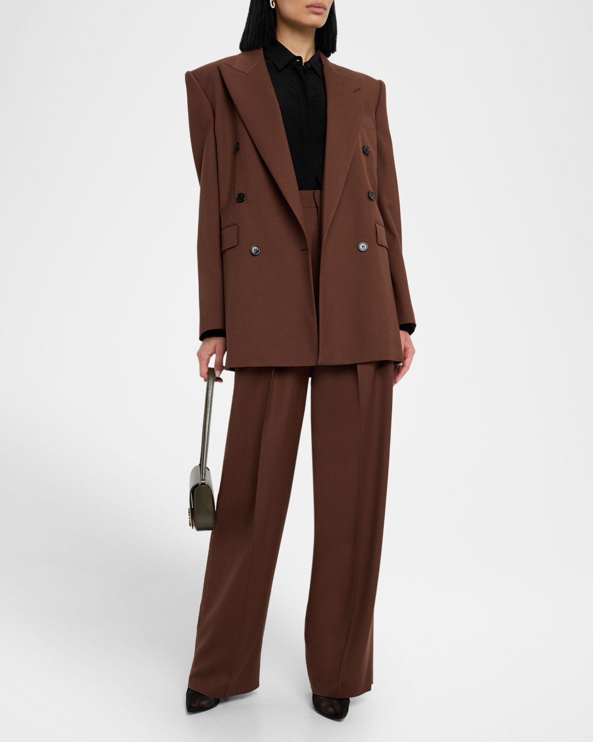 Saint Laurent Double-Breasted Strong-Shoulder Blazer