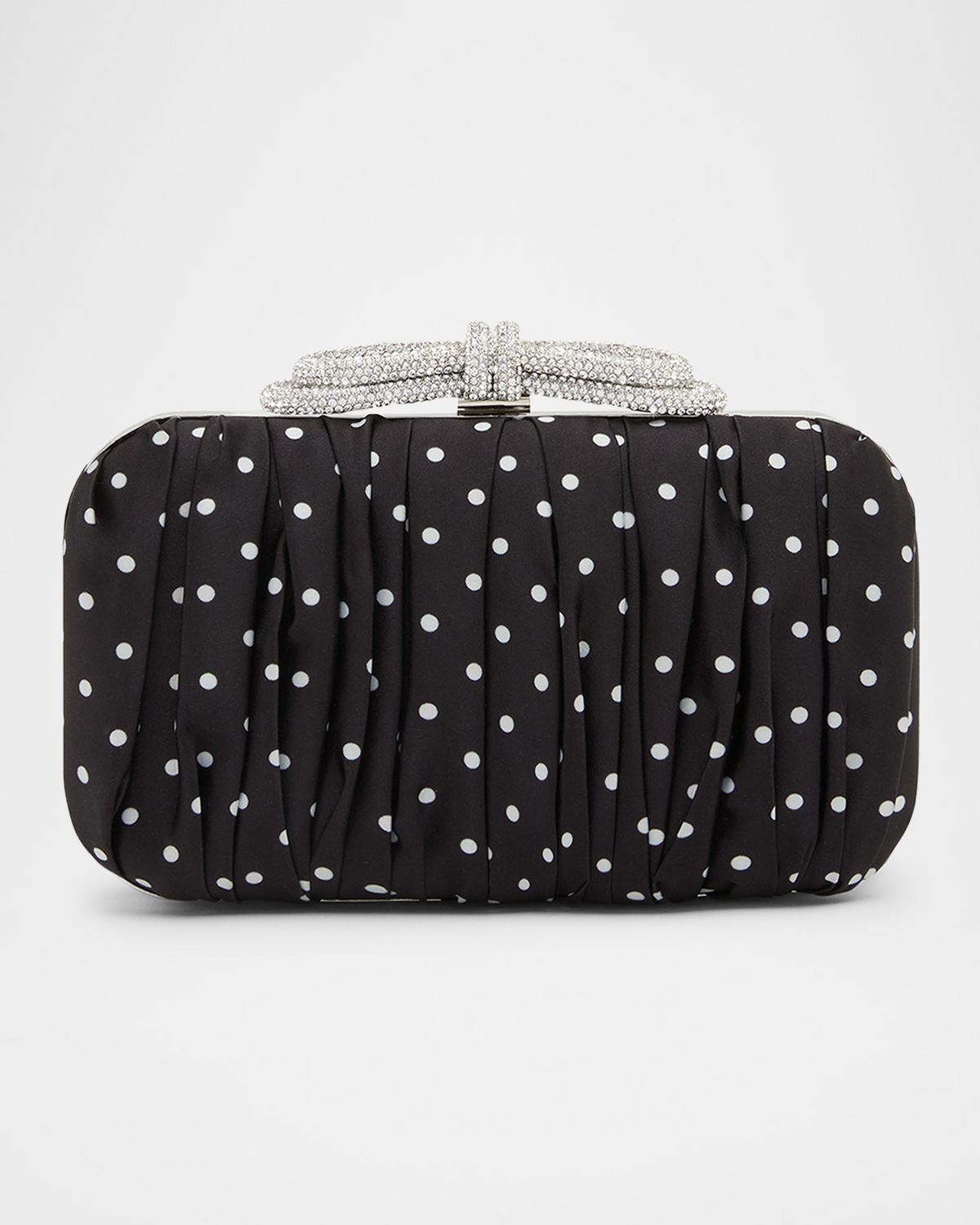 MACH & MACH Double Bow Polka Dot Satin Clutch Bag