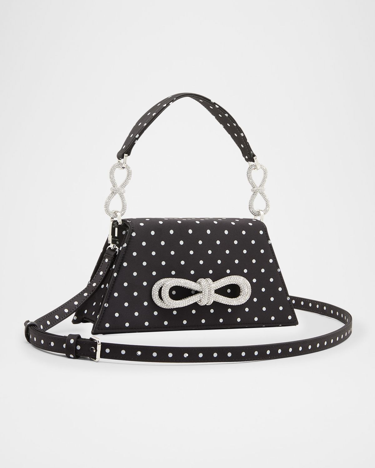 MACH & MACH Samantha Bow Polka Dot Satin Top-Handle Bag