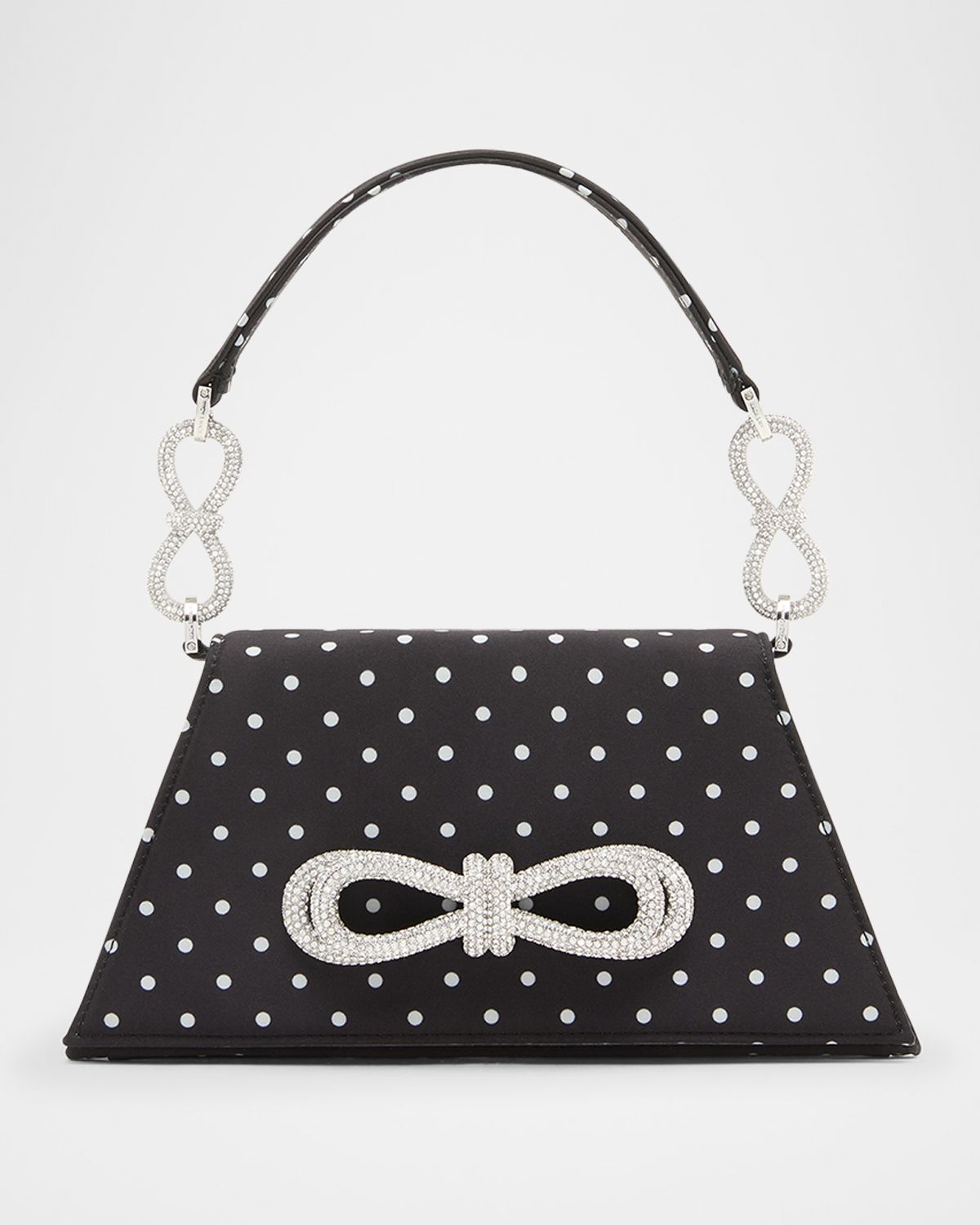 MACH & MACH Samantha Bow Polka Dot Satin Top-Handle Bag