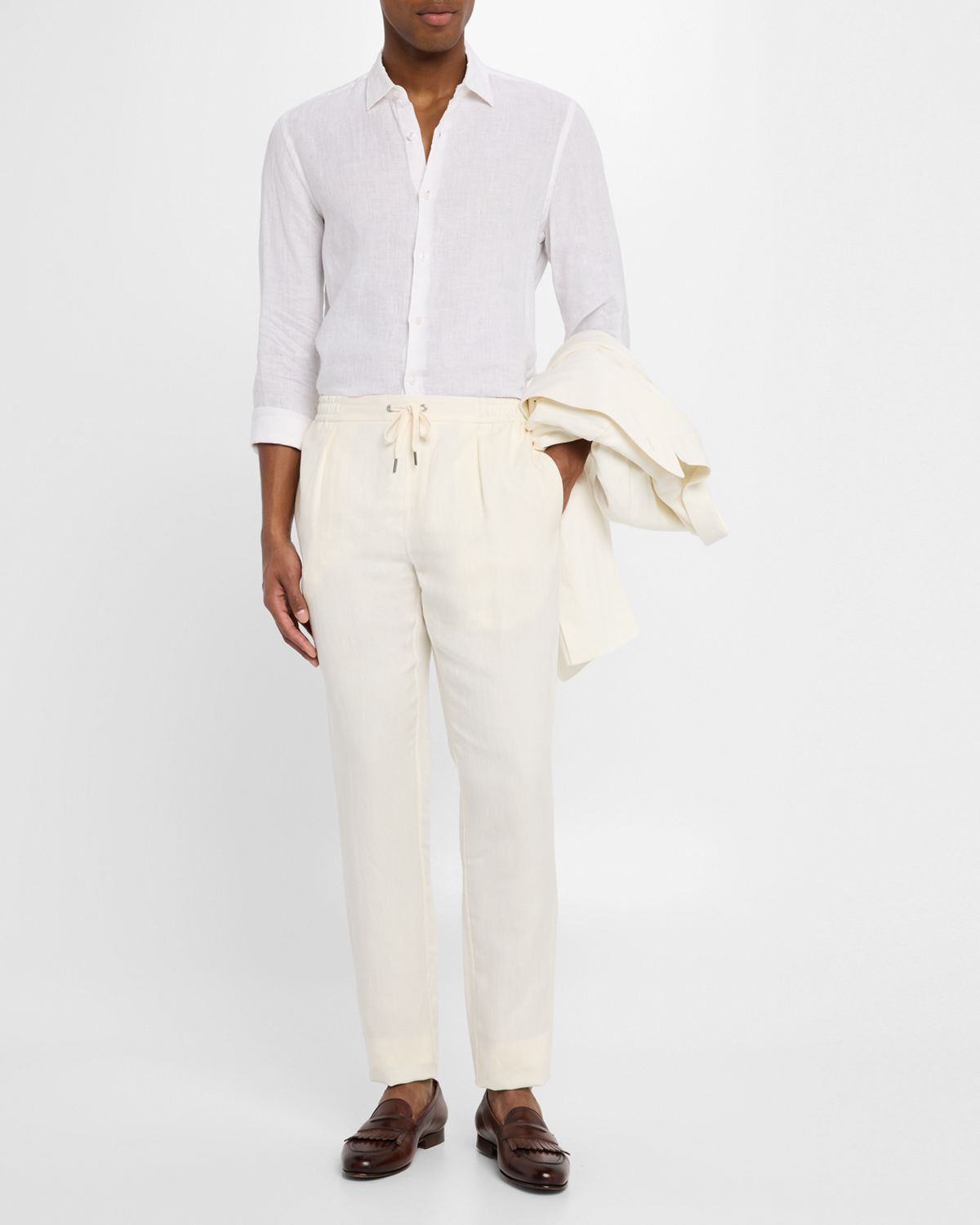 Ralph Lauren Purple Label Men 's Hand-Tailored Silk-Linen Trousers