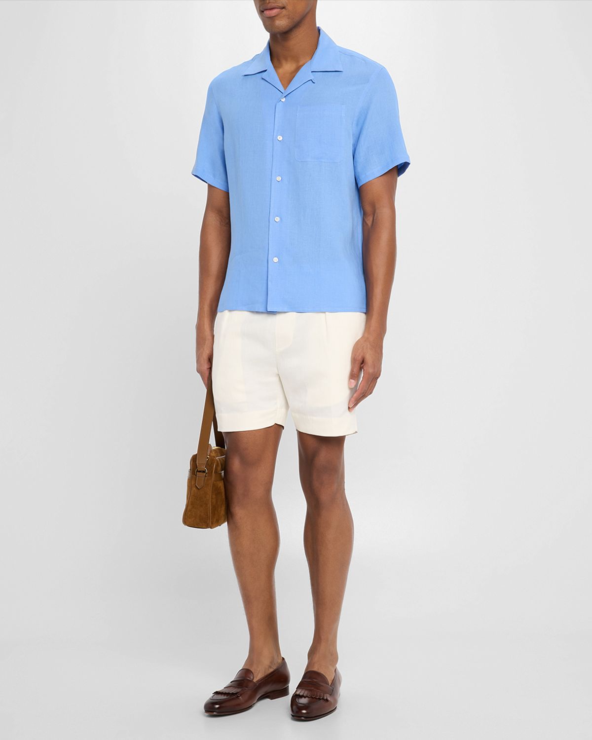 Ralph Lauren Purple Label Men 's Hand-Tailored Pleated Drawstring Shorts