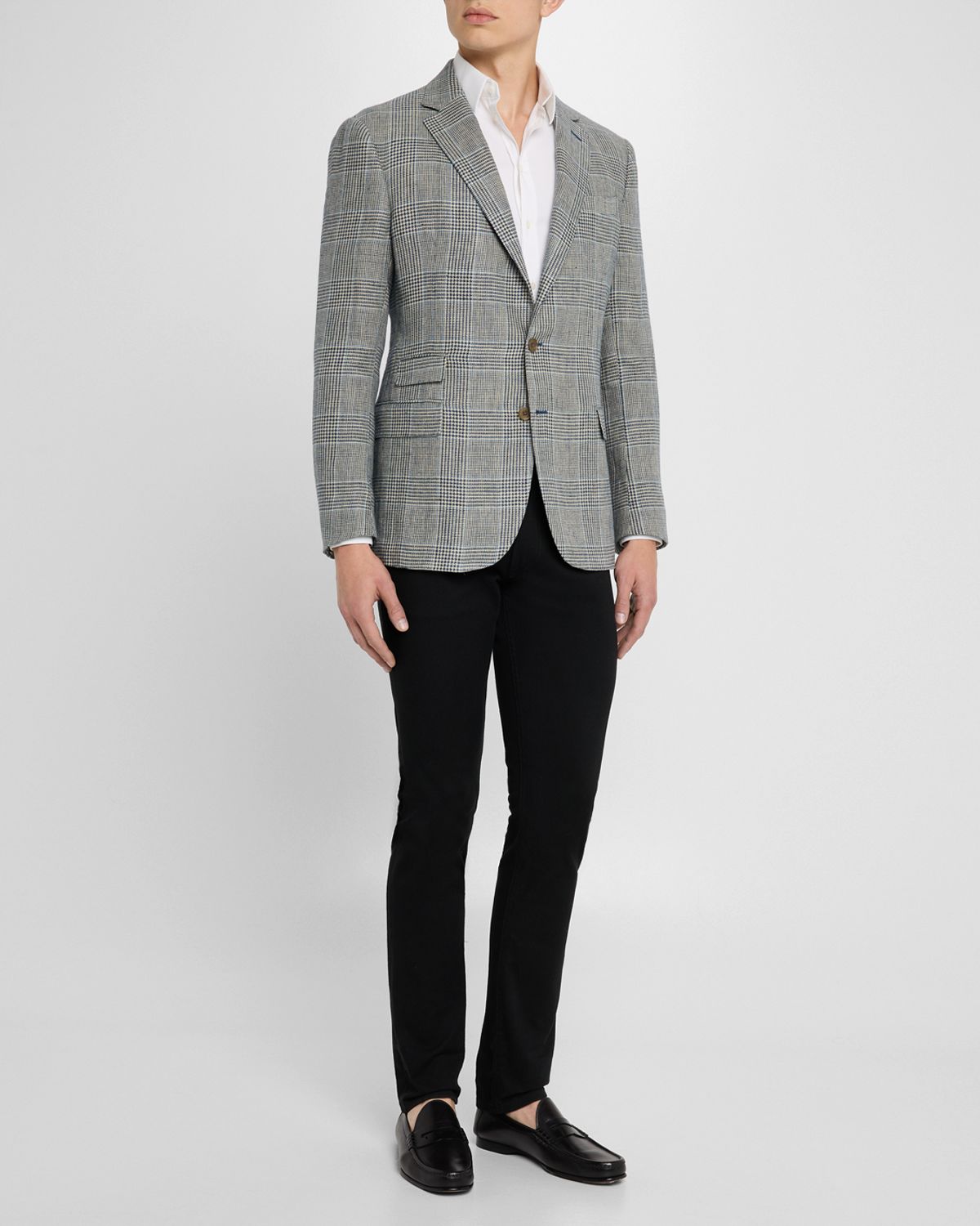 Ralph Lauren Purple Label Men 's Kent Glen Plaid Linen Sport Coat