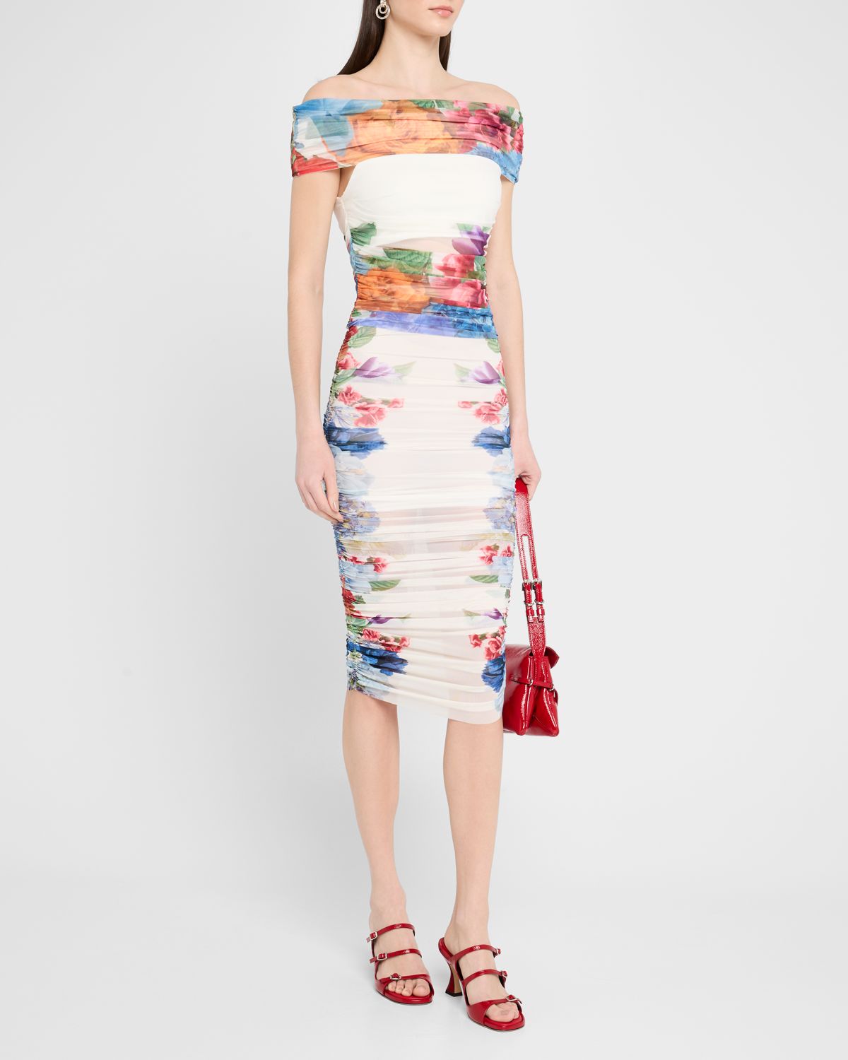 ALICE + OLIVIA Isadola Folded Off-Shoulder Ruched Top