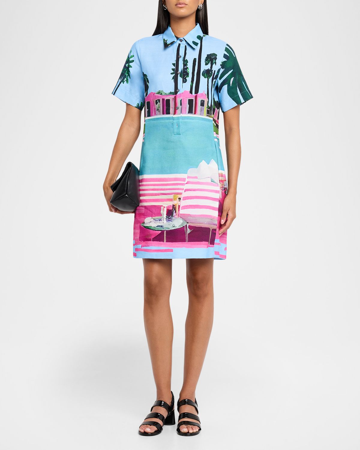 Libertine Poolside Preppy Short-Sleeve Mini Polo Dress