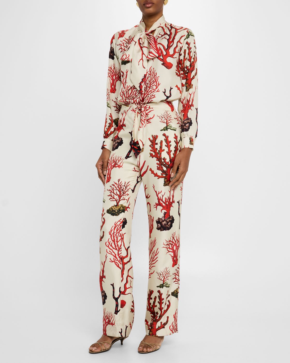 Libertine Venetian Coral Slim Keith Tie Blouse