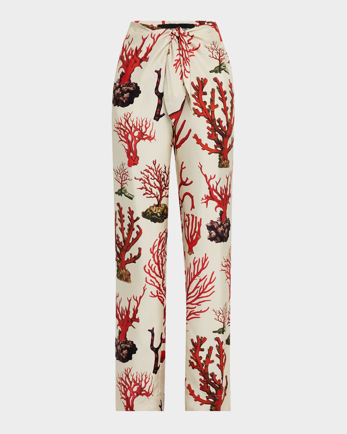 Libertine Venetian Coral Tie Wide-Leg Silk Pants