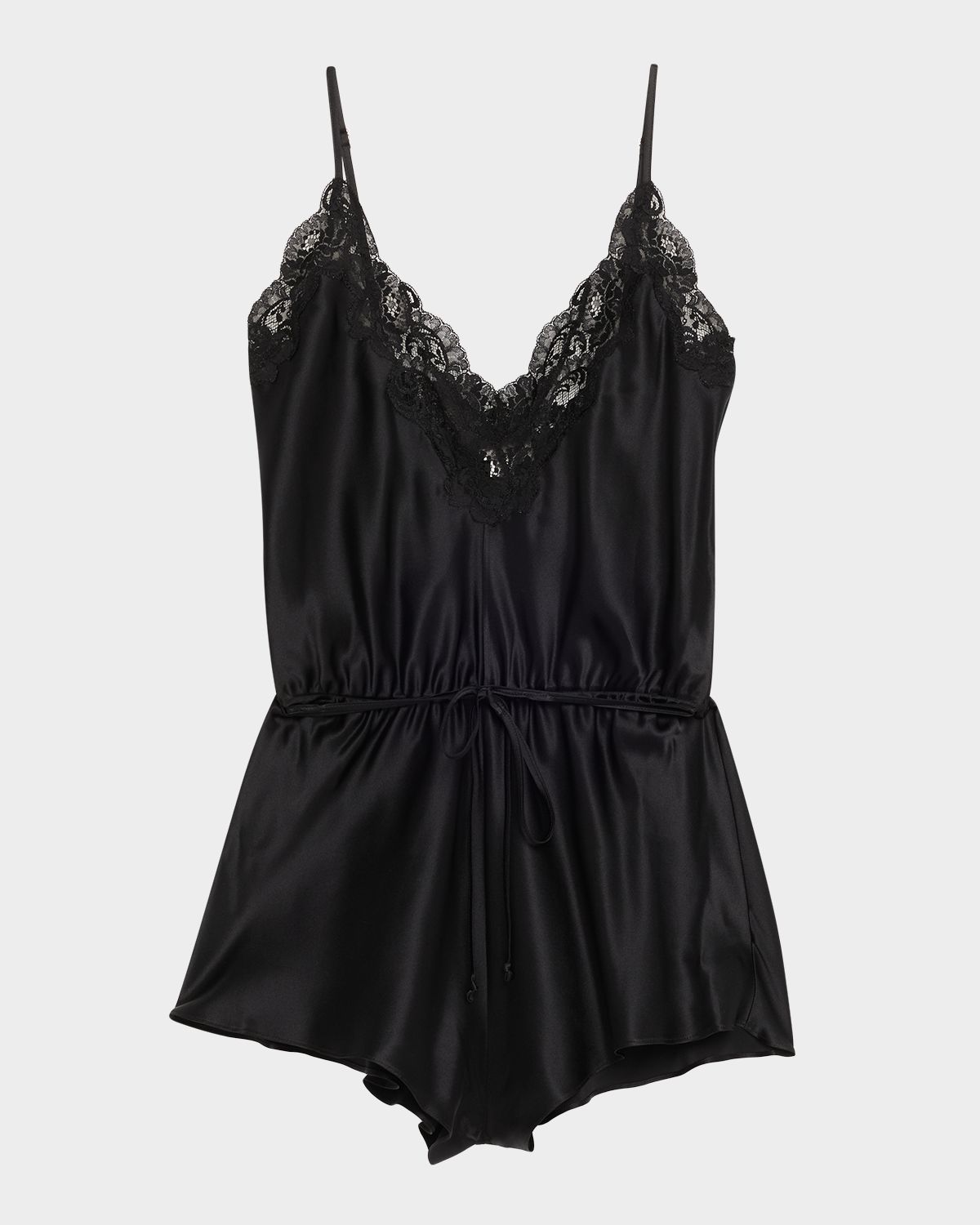 Christine Lingerie Lace-Trim Silk Romper
