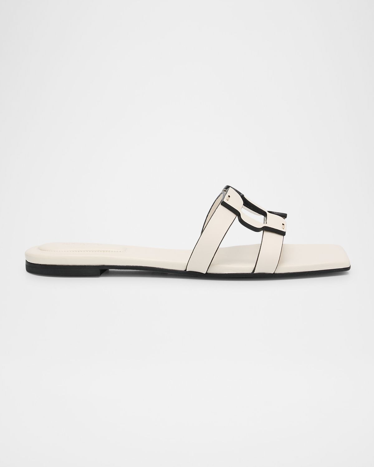 SIMKHAI Leather Monogram Flat Slide Sandals