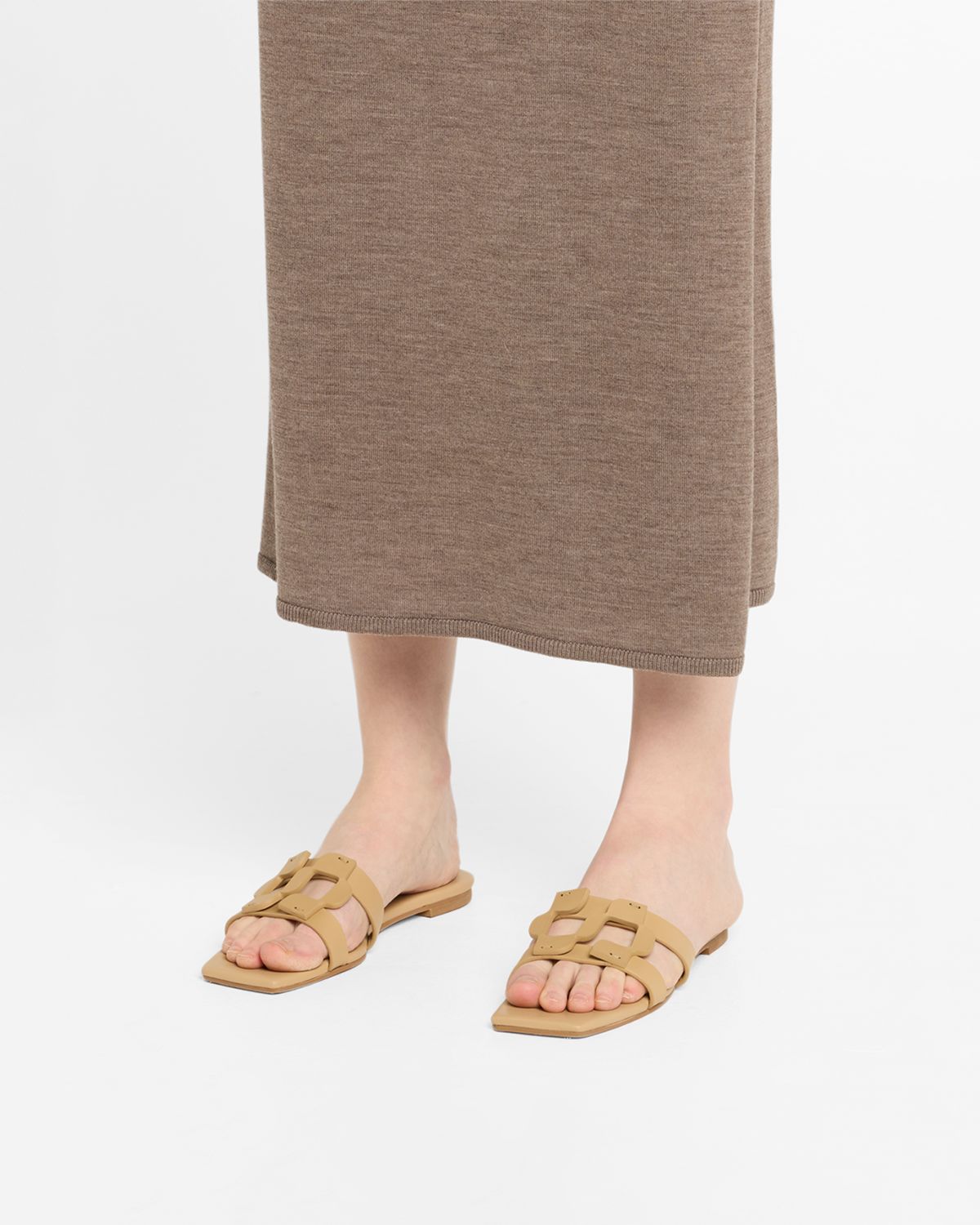 SIMKHAI Leather Monogram Flat Slide Sandals | Thumbnail 2 SIMKHAI Leather Monogram Flat Slide Sandals | Thumbnail 2