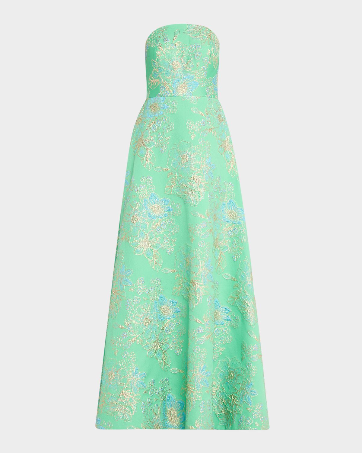 Rickie Freeman for Teri Jon Strapless Metallic Floral Jacquard Gown | Thumbnail 6