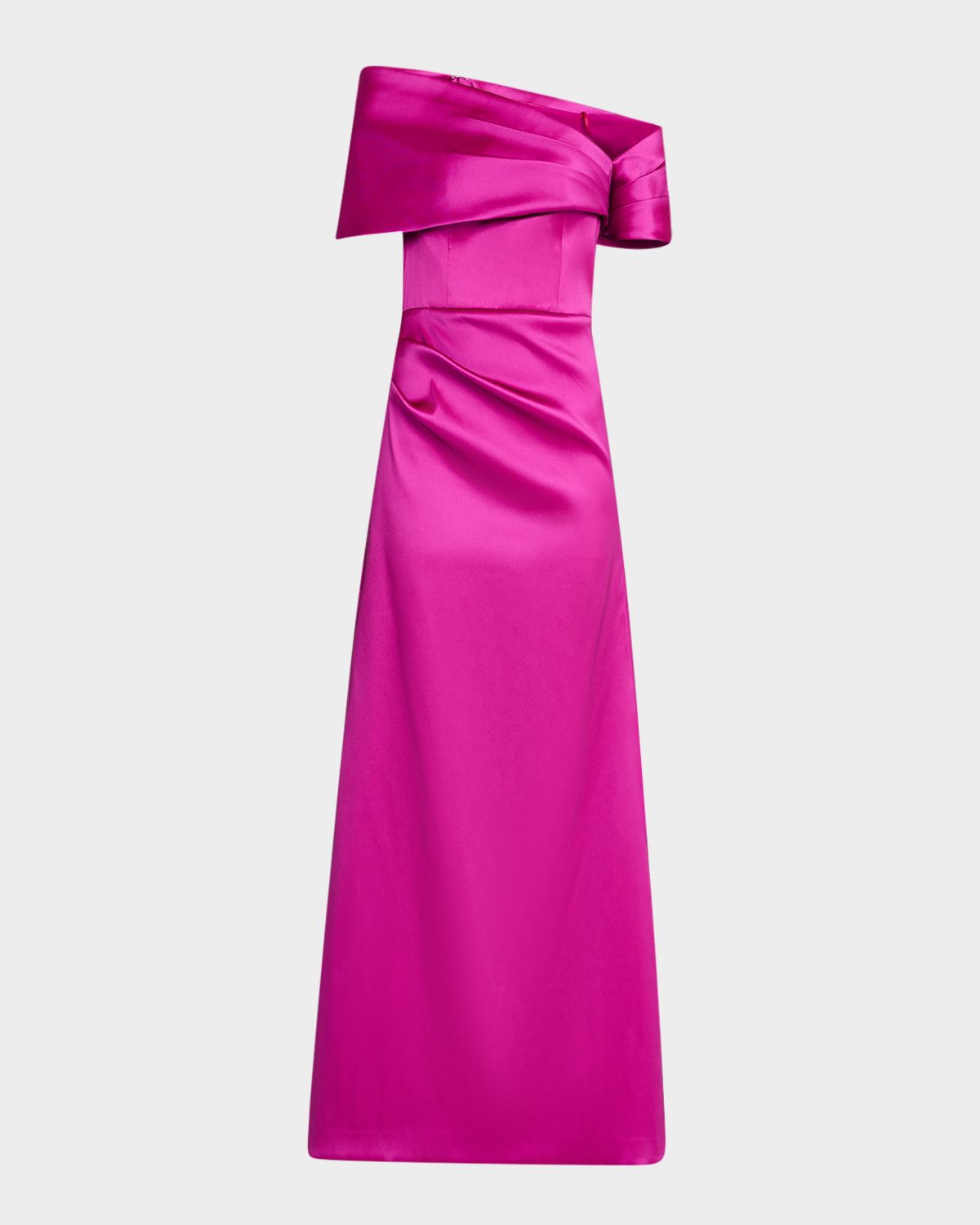Rickie Freeman for Teri Jon Pleated One-Shoulder Stretch Mikado Gown