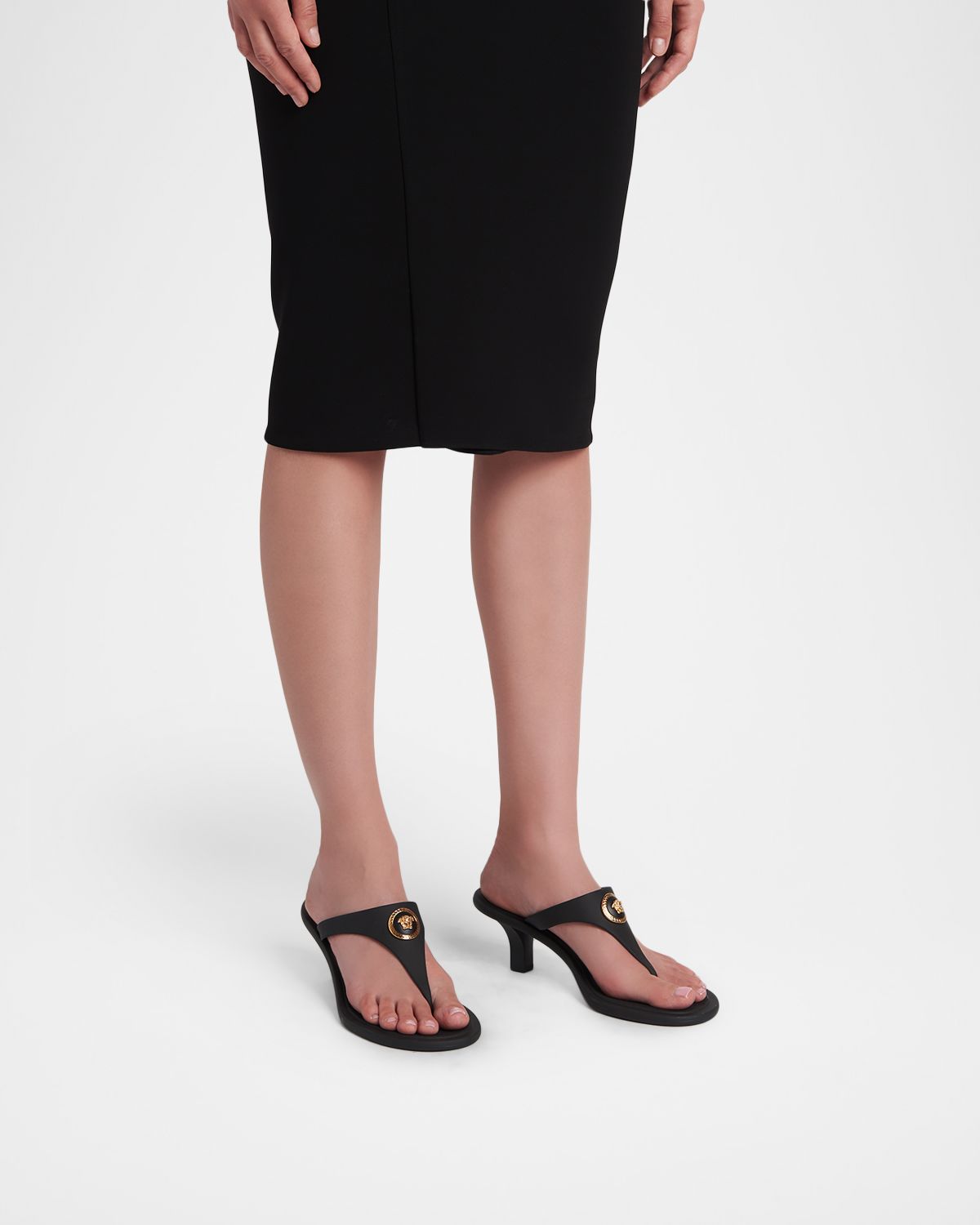 Versace Alia Rubber Kitten-Heel Sandals