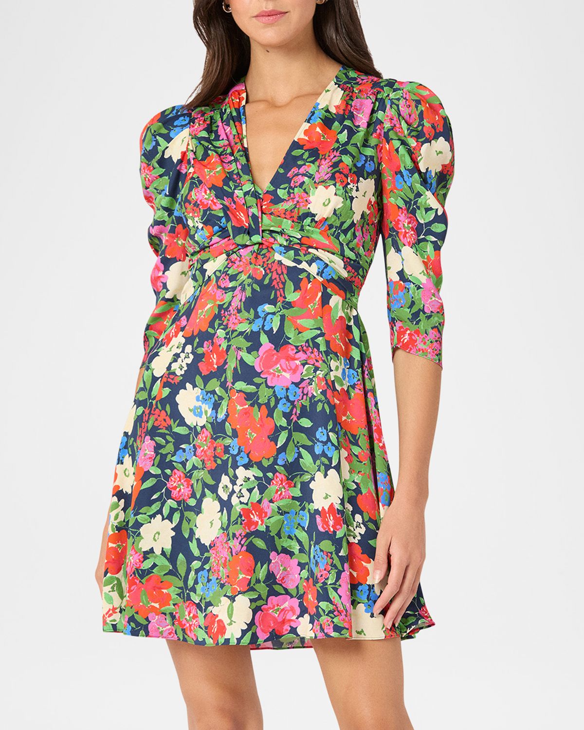 Shoshanna Natalaya Smocked Floral-Print Mini Dress