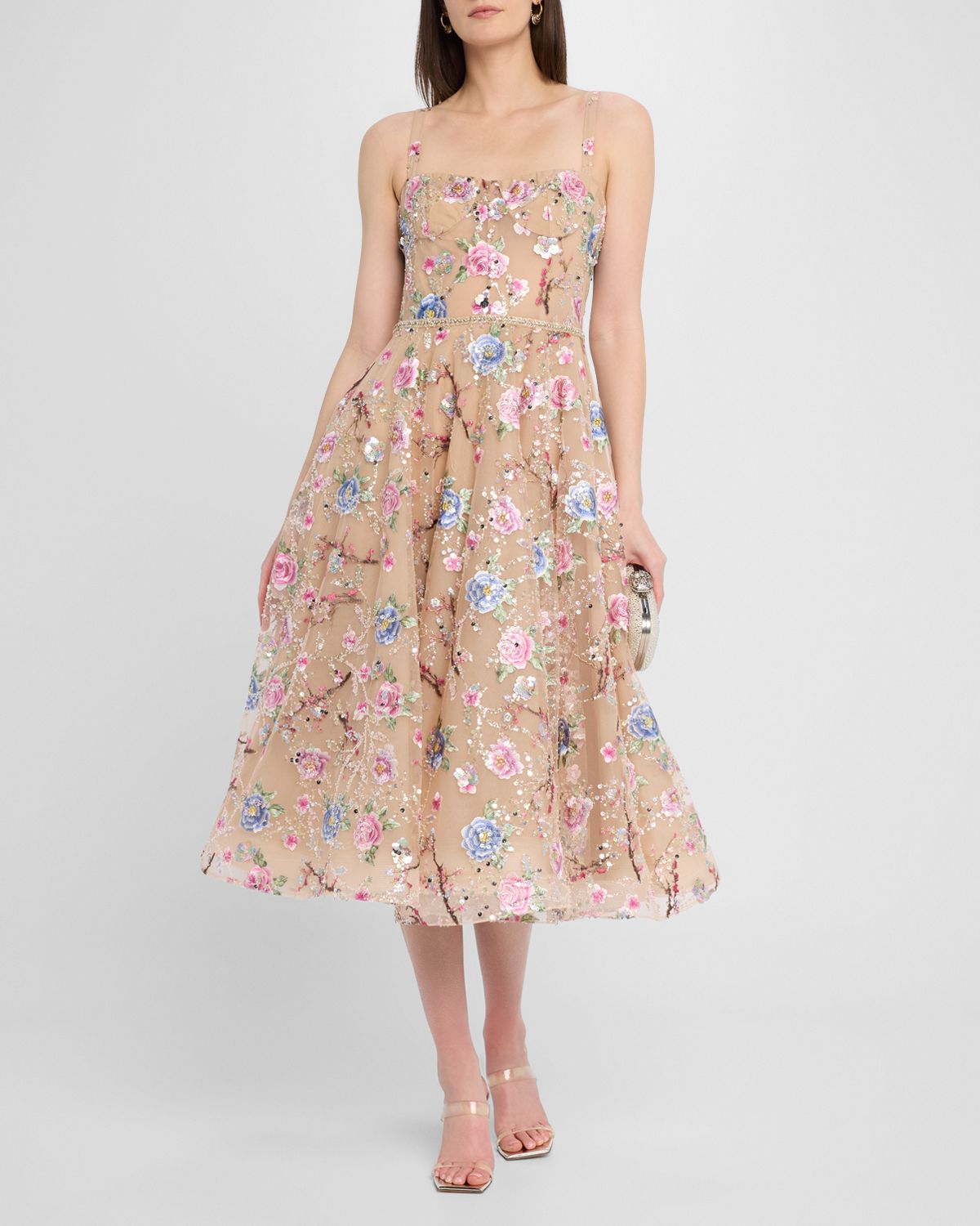 Bronx and Banco Mademoiselle Beaded Embroidered Midi Dress