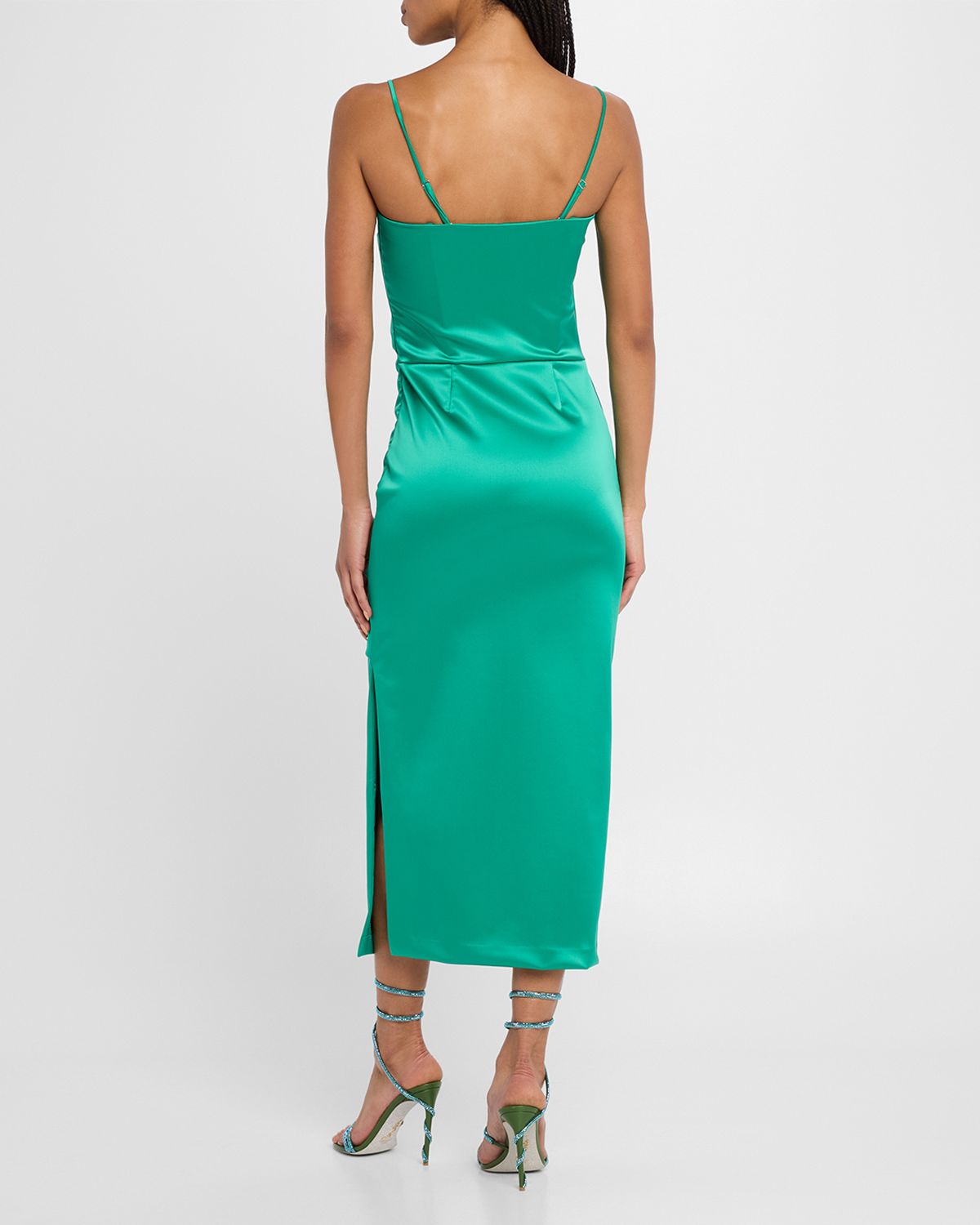 Chiara Boni La Petite Robe Keiky Square-Neck Draped Satin Midi Dress | Thumbnail 3 Chiara Boni La Petite Robe Keiky Square-Neck Draped Satin Midi Dress | Thumbnail 3