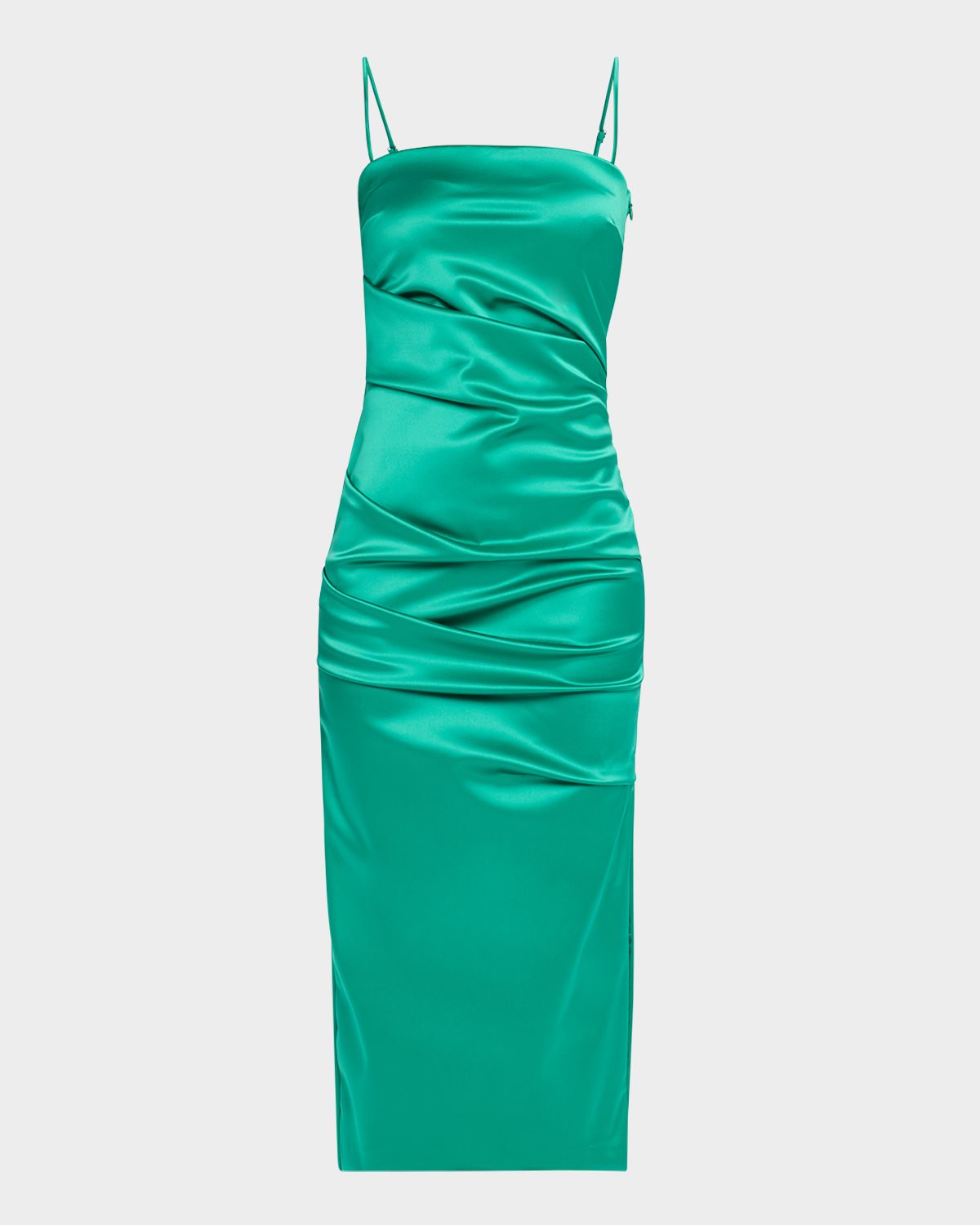 Chiara Boni La Petite Robe Keiky Square-Neck Draped Satin Midi Dress | Thumbnail 1 Chiara Boni La Petite Robe Keiky Square-Neck Draped Satin Midi Dress | Thumbnail 1