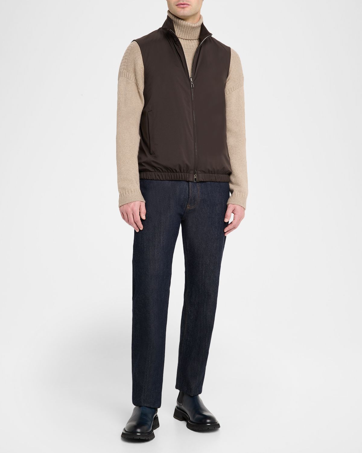 Loro Piana Men 's Microfiber/Wool Reversible Zip Vest