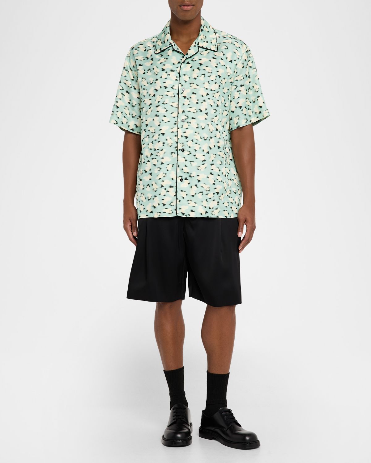 Jil Sander Men 's Boxy-Fit Blurred Floral Bowling Shirt
