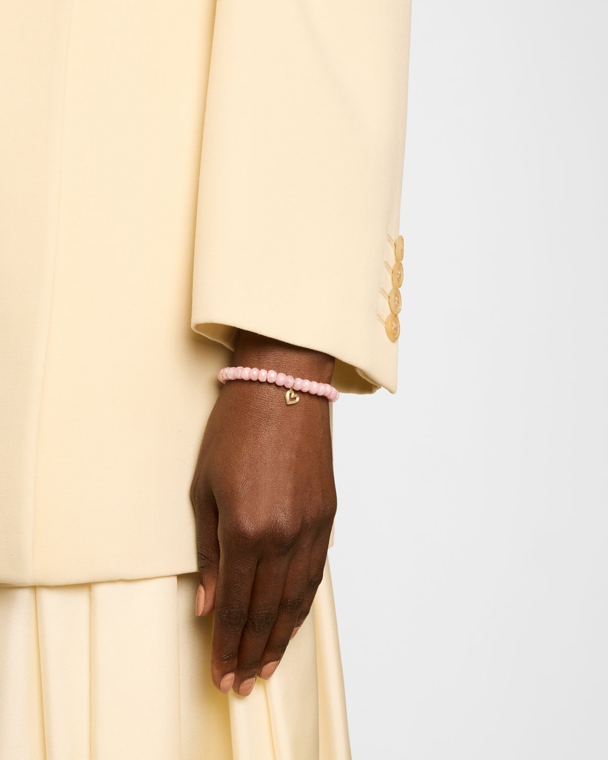 Sydney Evan 14K Small Fluted Heart on Pink Grapolite Bracelet