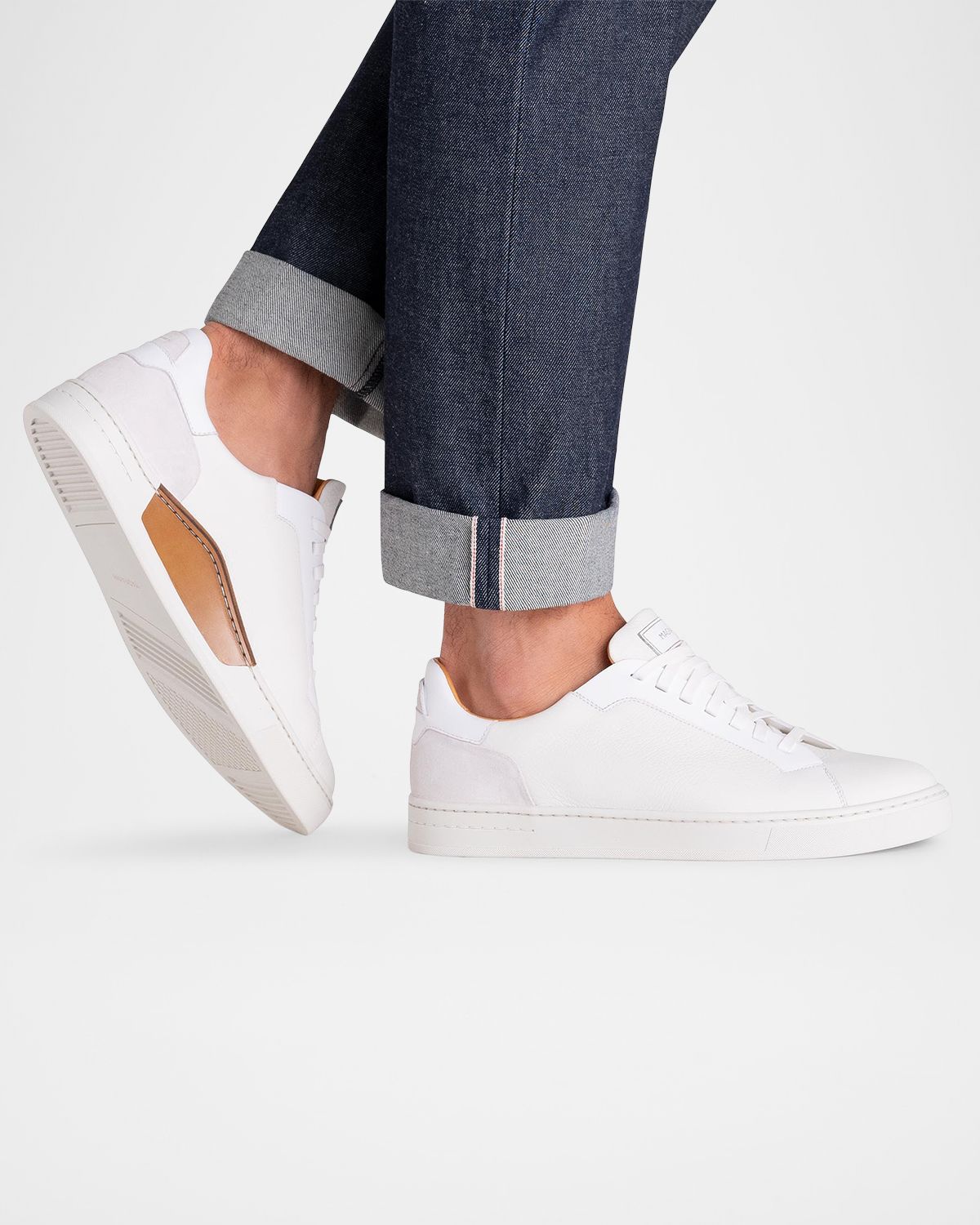 Magnanni Men 's Amadeo Tumbled Leather Low-Top Sneakers