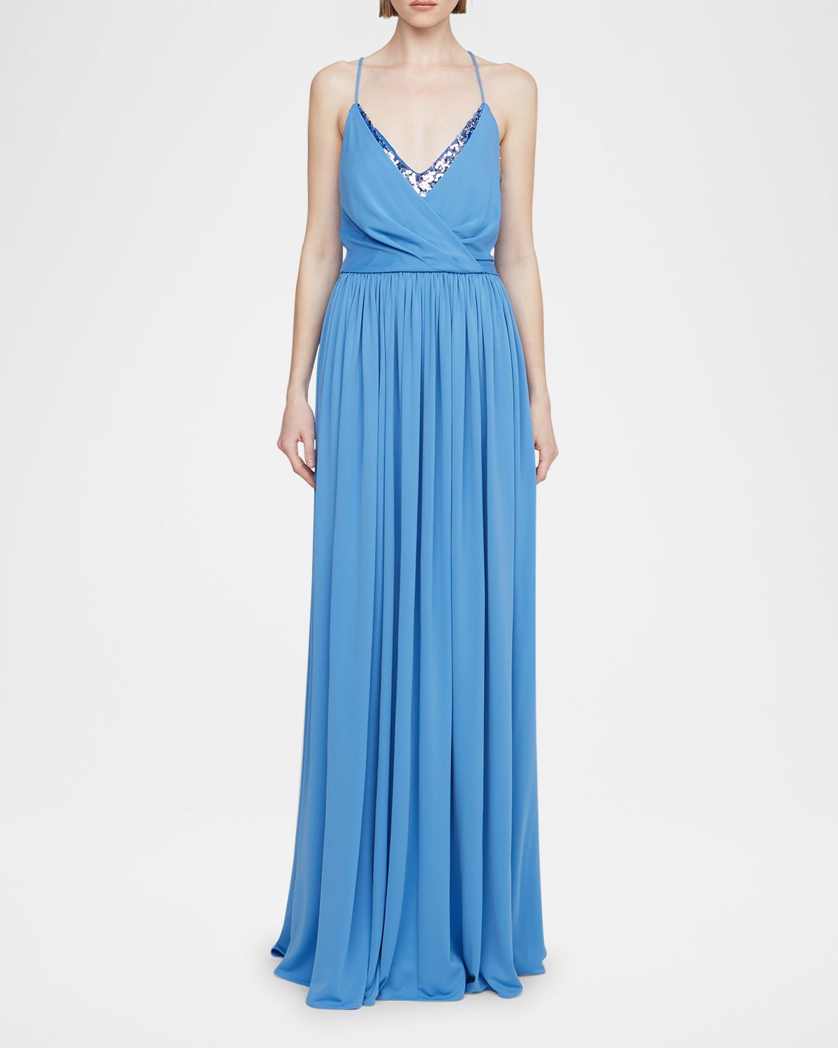 Halston Jeanne Sequin Layered Matte Jersey Gown