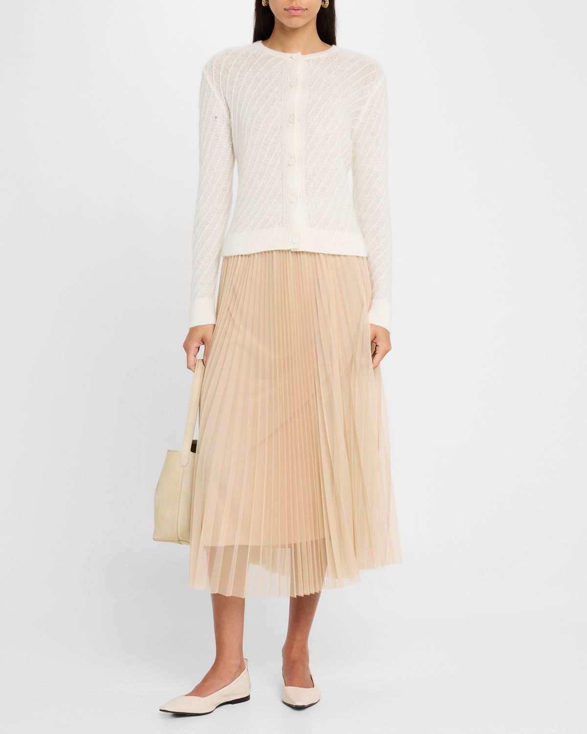 FABIANA FILIPPI Pleated Tulle A-Line Midi Skirt
