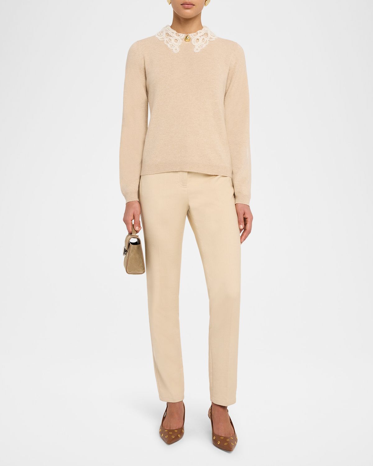 FABIANA FILIPPI Fine Knit Lace-Collar Sweater