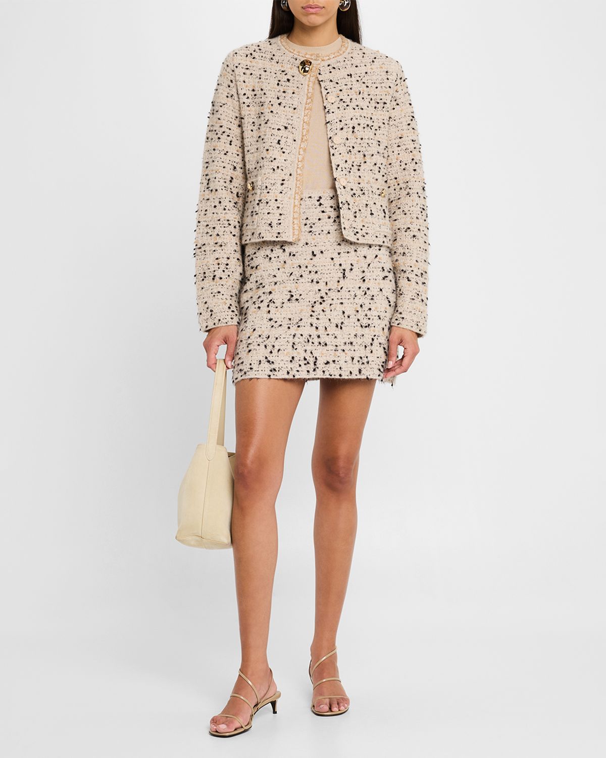 FABIANA FILIPPI Frayed-Knot Donegal Tweed Mini Skirt