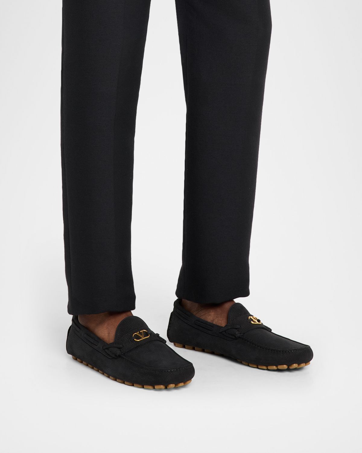 Valentino Garavani Men 's Fastaway Grained Deerskin Suede Driving Loafers