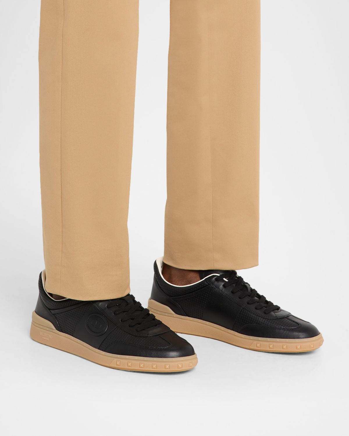 Valentino Garavani Men 's Upvillage Perforated Napa Leather Low-Top Sneakers