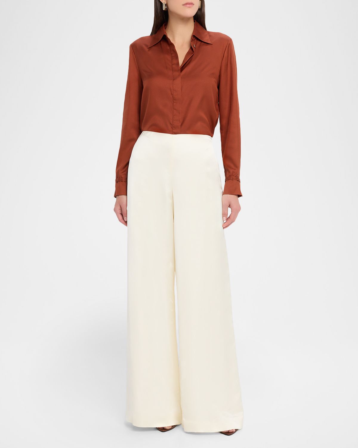 Ralph Lauren Collection Daria Satin Wide-Leg Pants