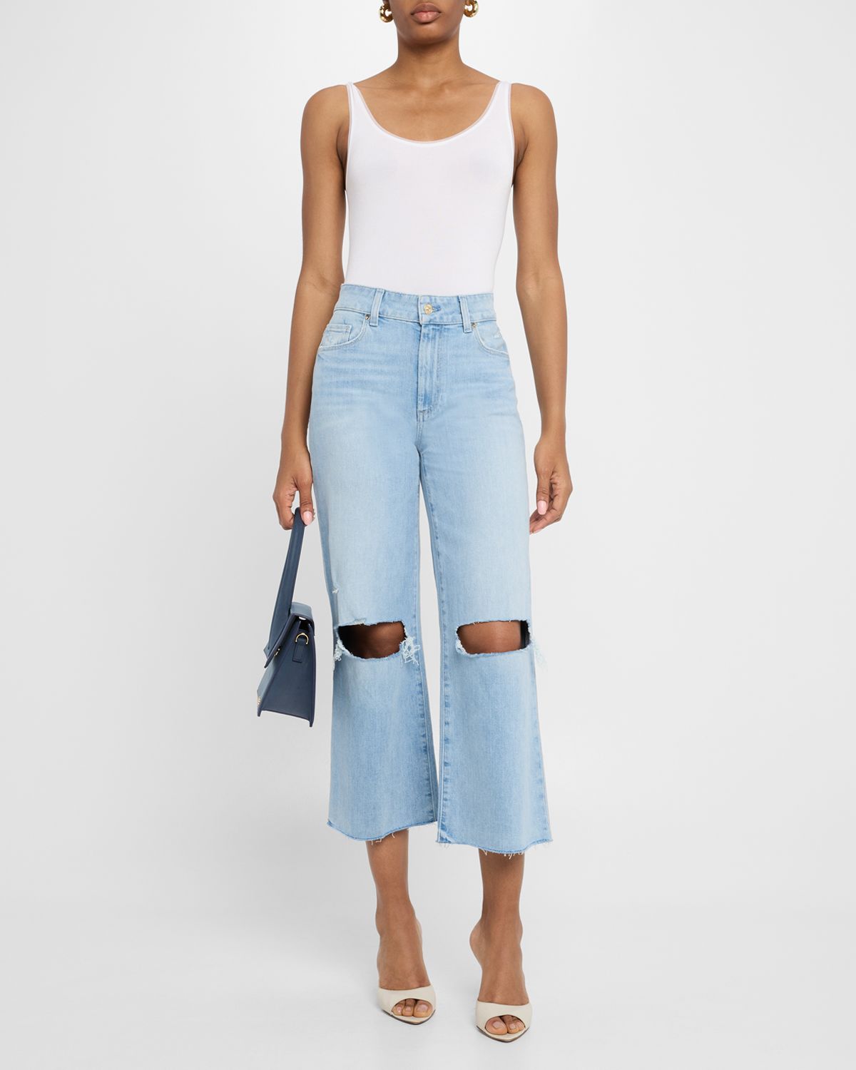 PAIGE Sasha Distressed Ankle Jeans with Raw Hem