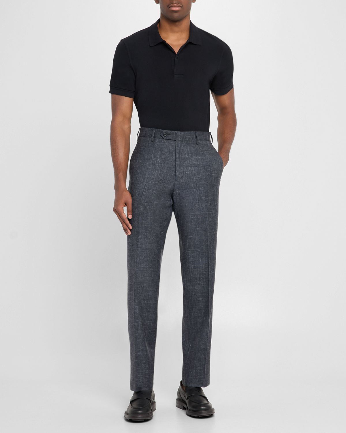 Zanella Men 's Devon Wool and Silk Flat-Front Pants