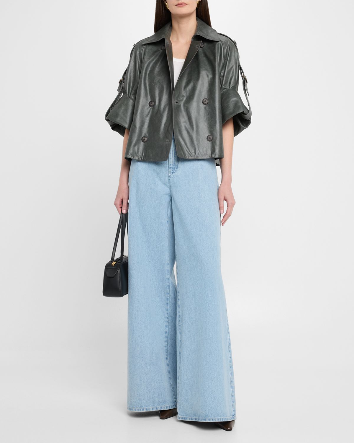 Max Mara Tenace Leather Short Trench Coat