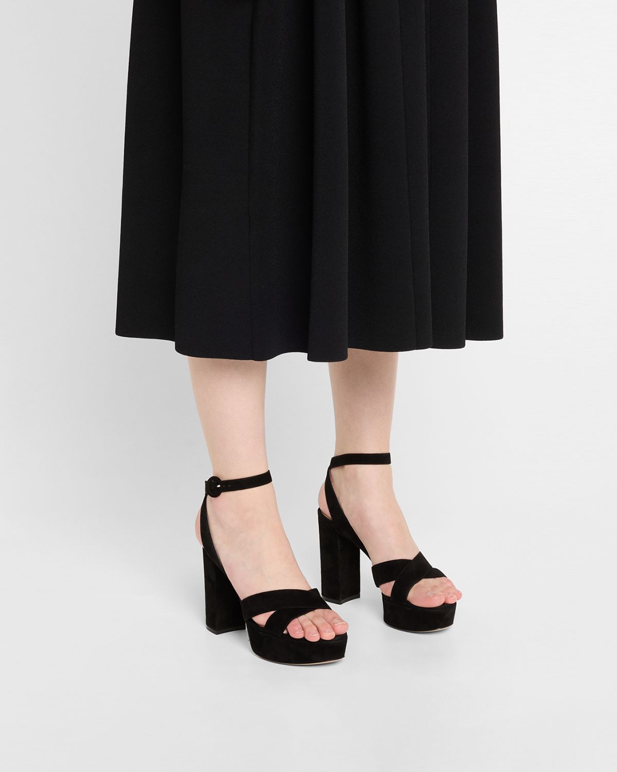 Gianvito Rossi Suede Crisscross Platform Sandals