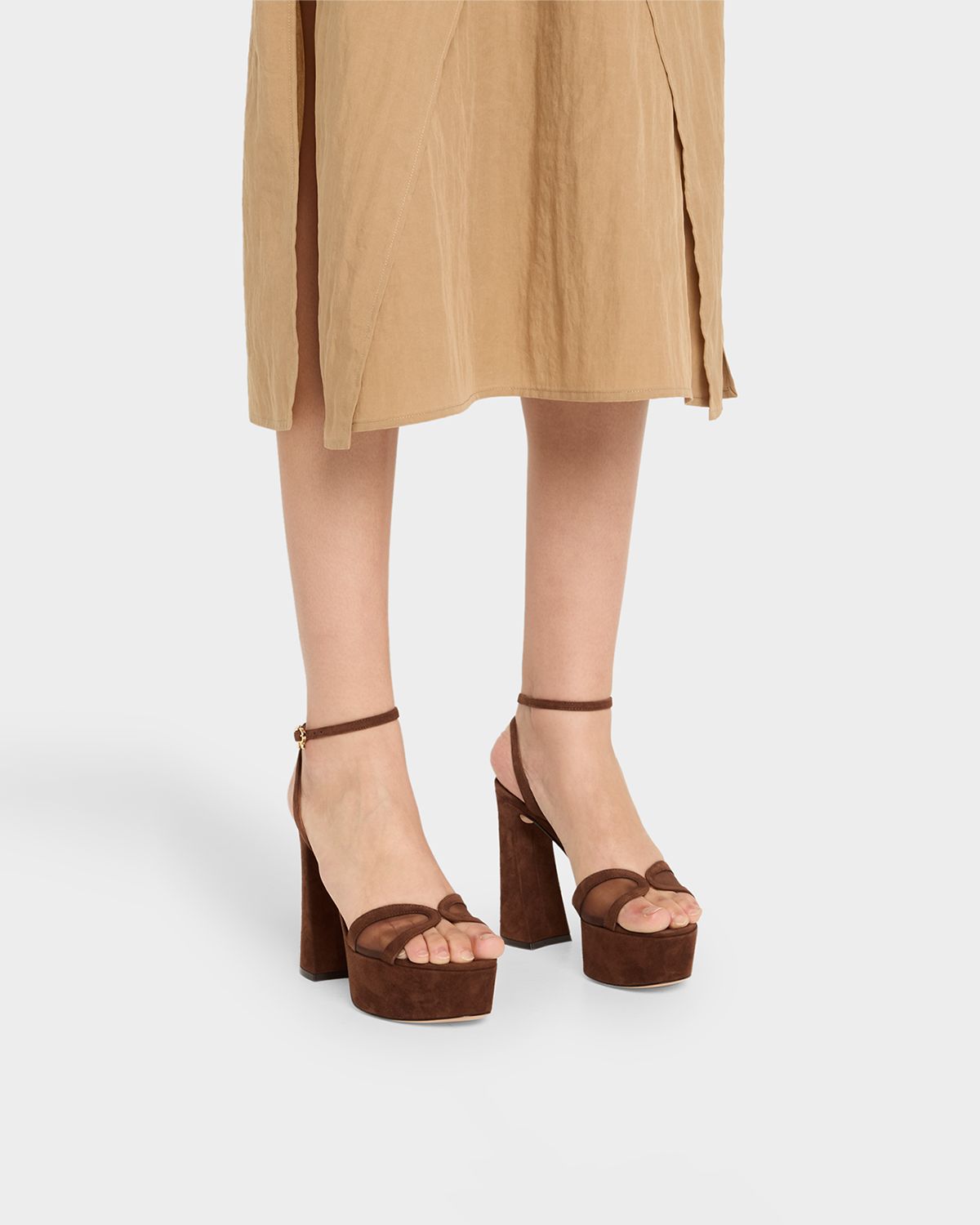 Gianvito Rossi Suede Mesh Platform Sandals