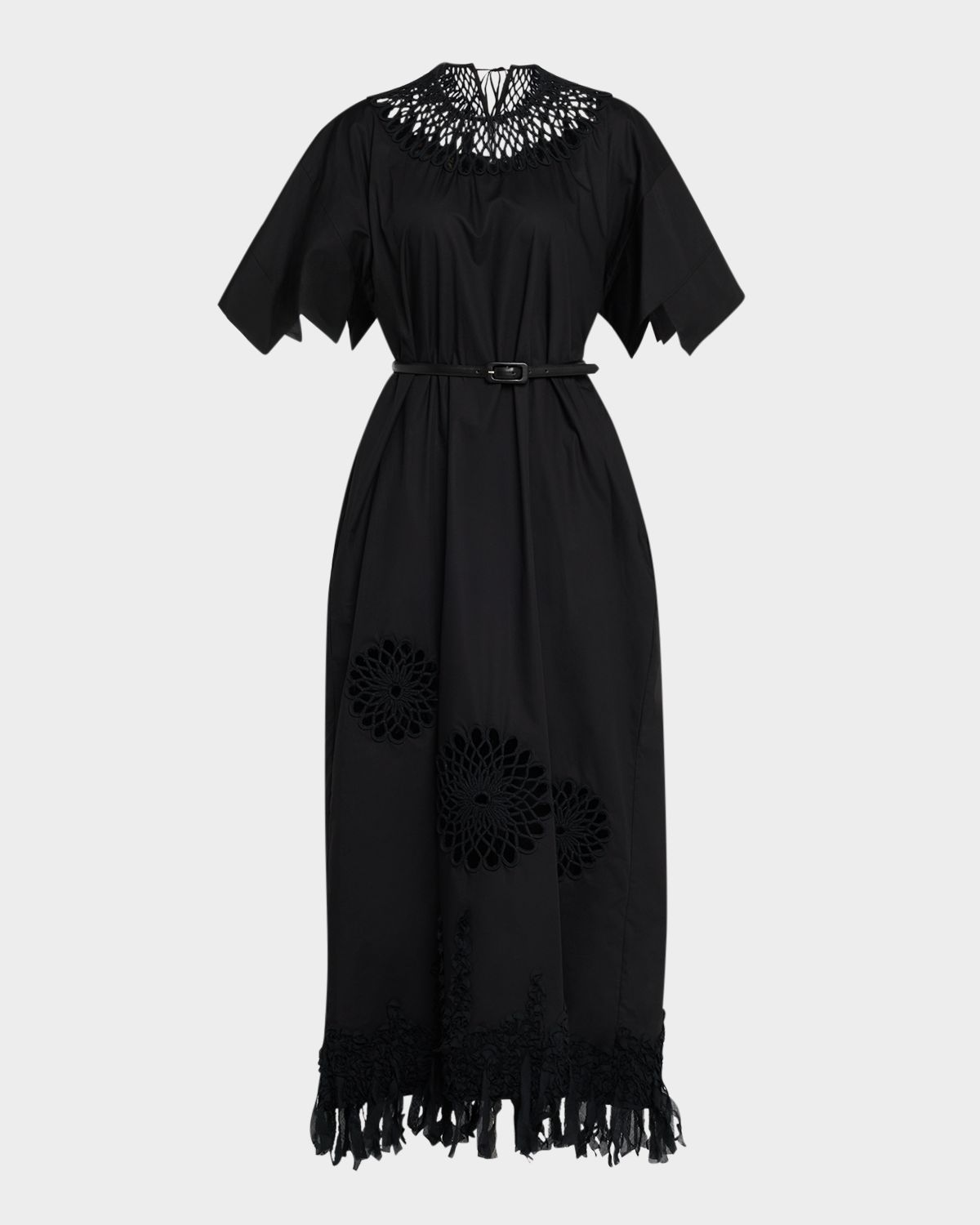 Mantu Embroidered Fringe-Hem Cotton Maxi Dress