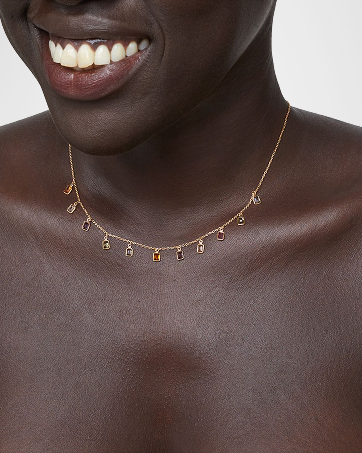 JIA JIA Chakra Rainbow Sapphire Bezel Necklace