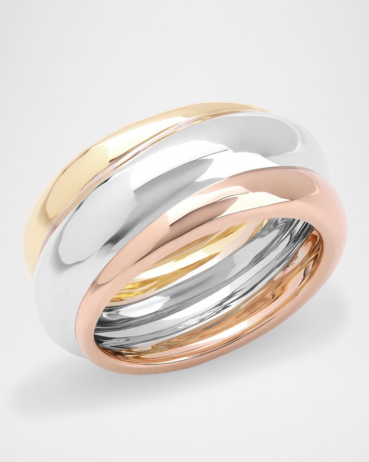LANA 14K Tri Gold Three-Row Bubble Ring