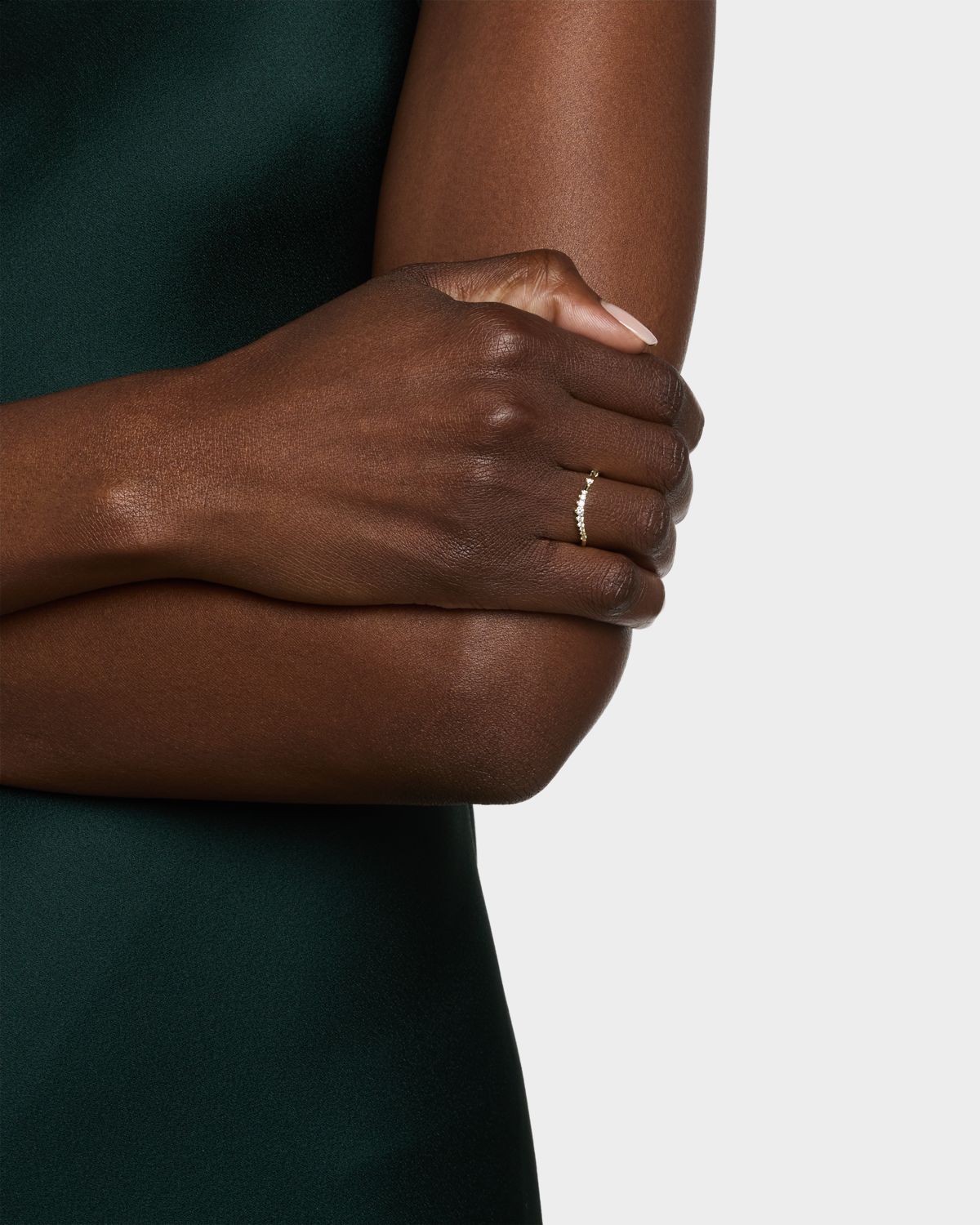 LANA 14K Gold Curved Solo Diamond Constellation Ring