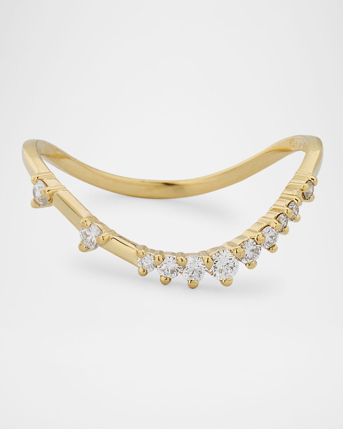 LANA 14K Gold Curved Solo Diamond Constellation Ring